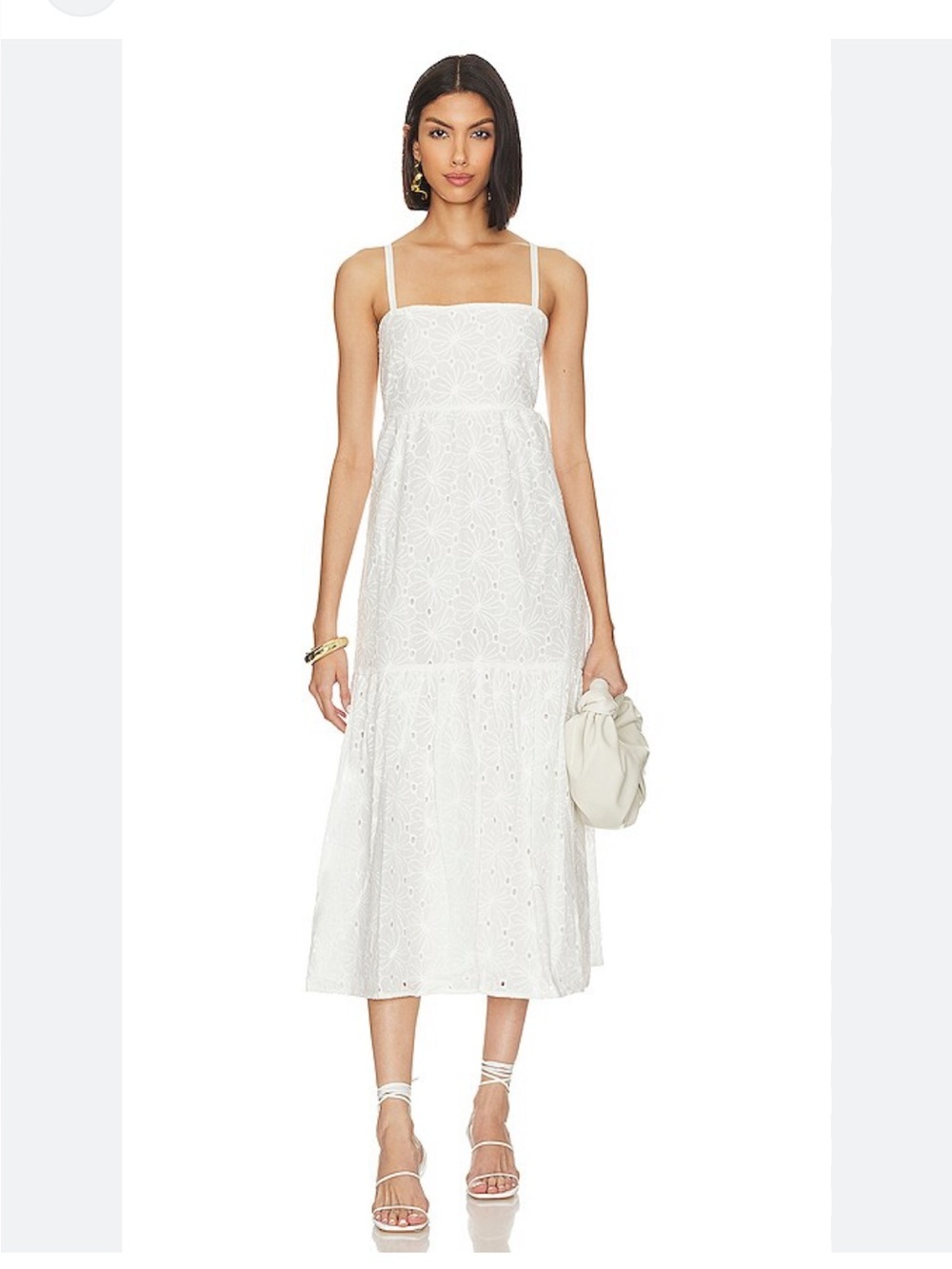 Sanctuary White Embroidered Eyelet  Midi Dress Size Large